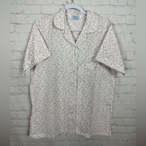 Vintage Ditsy floral print Tommies button up short sleeve pajama top sz 38 M New